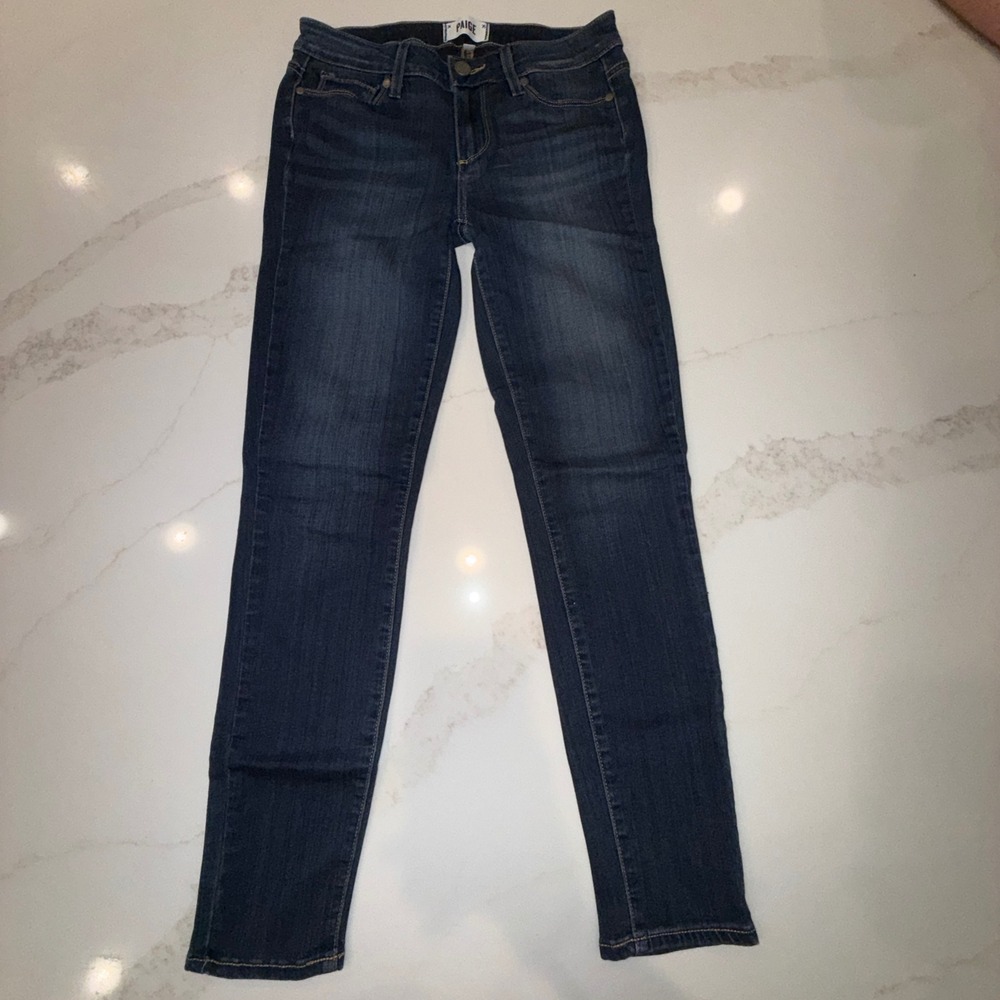 Paige Women Dark Indigo Skinny Jeans Size 27 Stretch Denim Mid Rise Slim Fit